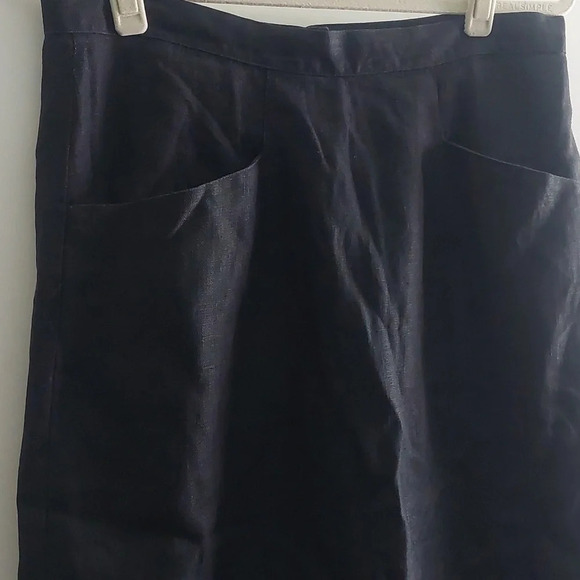 Vintage Linen Midi skirt black fully lined size 16 Slouchy pockets Axiom - Picture 2 of 8